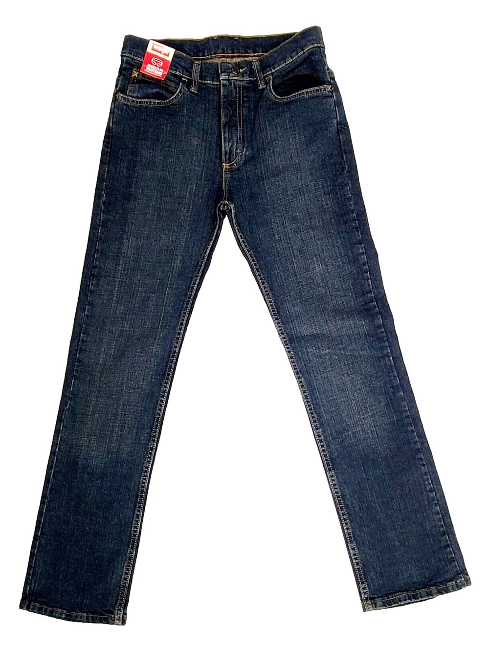 Wrangler Boys Size 16 Dark Wash Blue Jeans Adjust To Fit Waistband Straight Leg